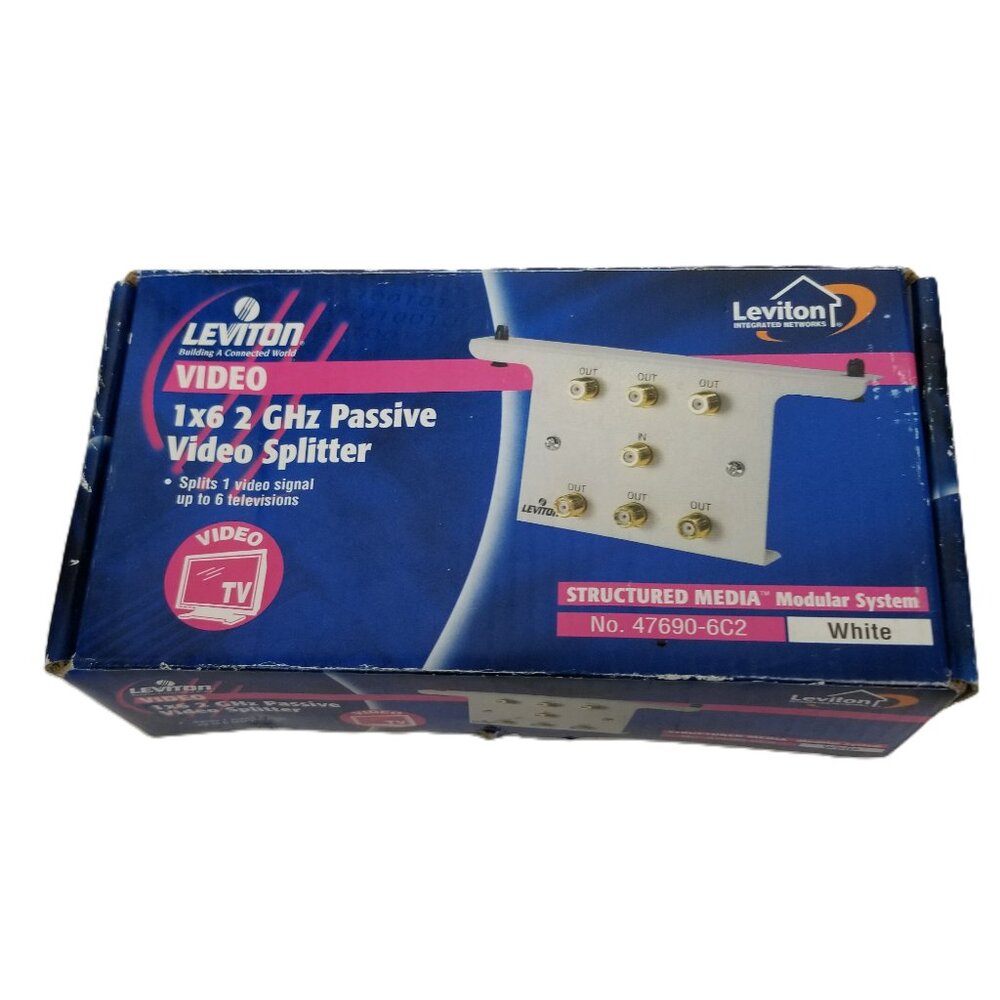 Leviton 1x6 2GHz Passive Video Splitter Module 47690-6C2 White NIB Cable Coaxial